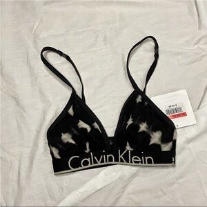 Calvin Klein Tie Dye Tringle Bralette Black White